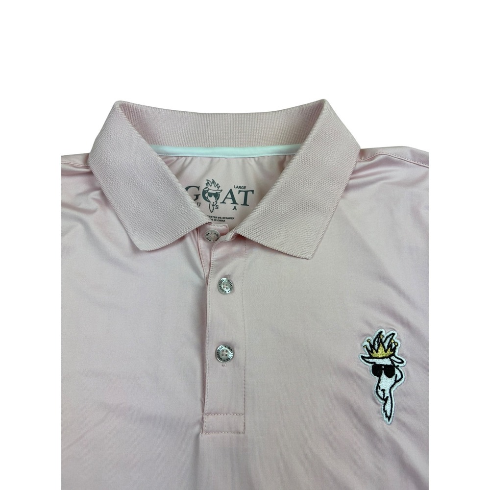 GOAT USA Mens Performance Polo Shirt Light Pink embroidered Large Stretch Golf